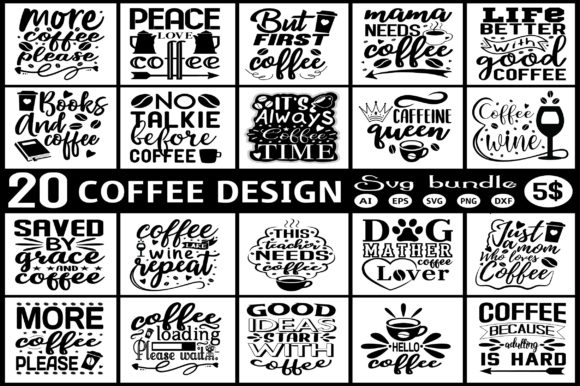 Coffee Svg Bundle Graphic for Crafts